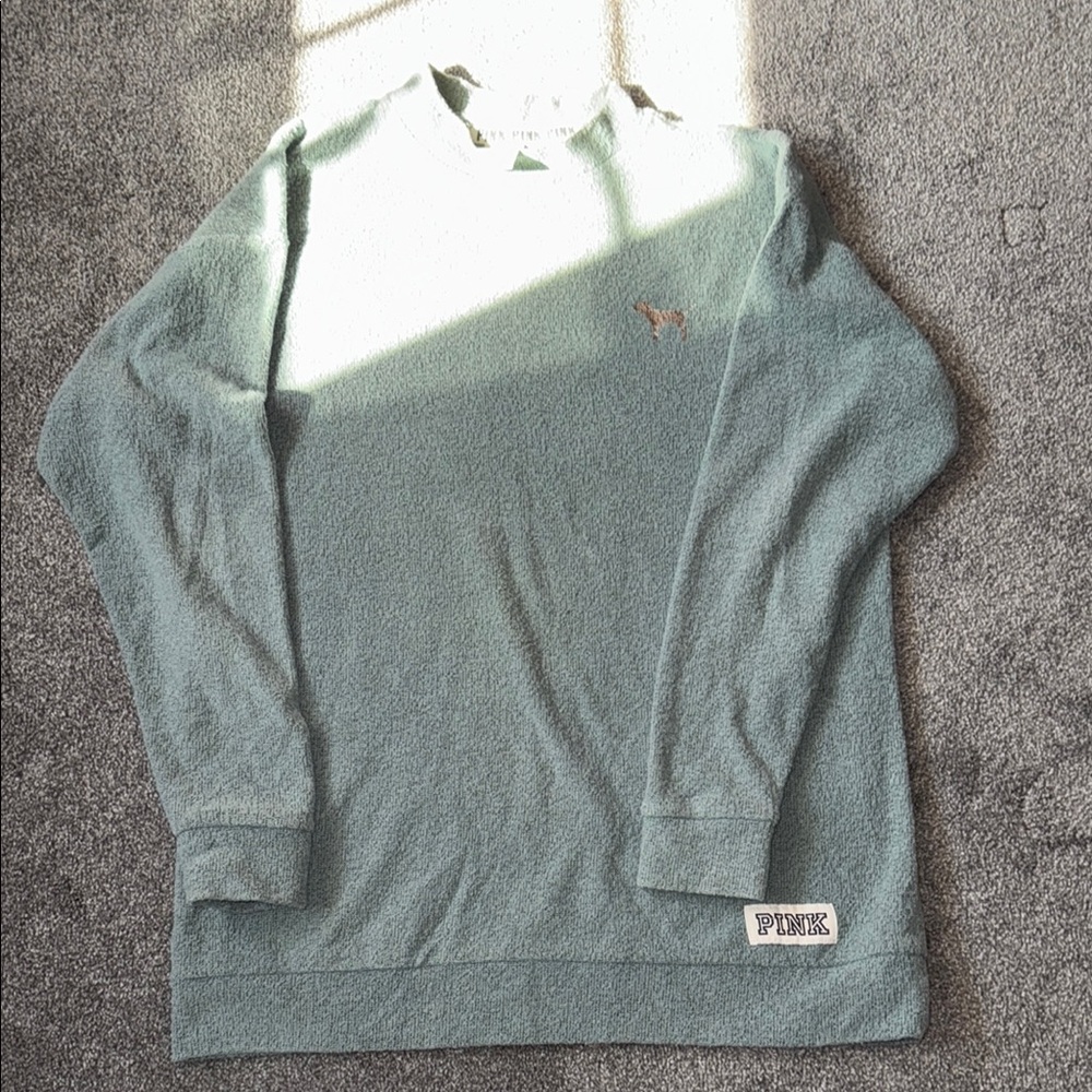 PINK Victoria's Secret Green Crew Neck Sweater